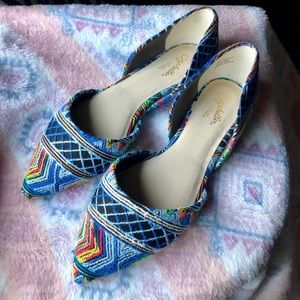 Seychelles Multicolored Embroidered D’Orsay Flats